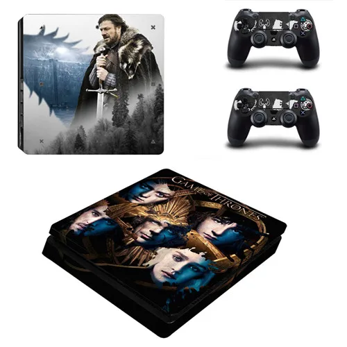 Игра престолов скоро зима PS4 тонкий стикер кожи для sony playstation 4 консоли и 2 контроллера PS4 тонкий стикер наклейка - Цвет: YSP4S-1458
