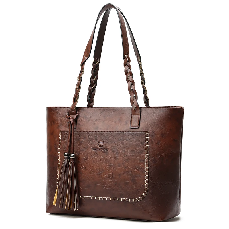 Сумка-тоут с кисточками модные большие женские кожаные сумки роскошные