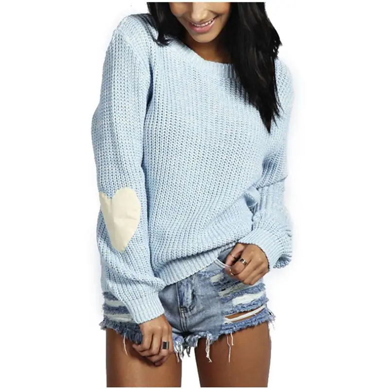 Autumn Winter New 2017 Women Knitwear Fashion Jumper Heart-shaped Spliced Knitted Sweaters Womens Long Sleeve Pullover Tops | Женская