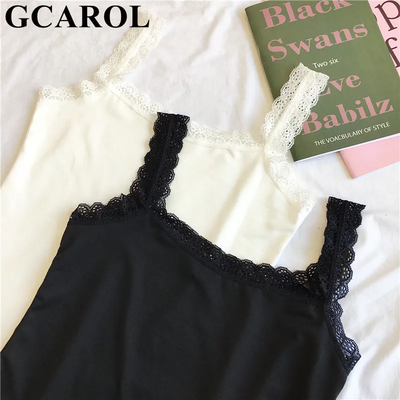 GCAROL, летние кружевные майки, сексуальные, черные, белые, уличная одежда, пляжный жилет, майки, базовые Топы, M-2XL