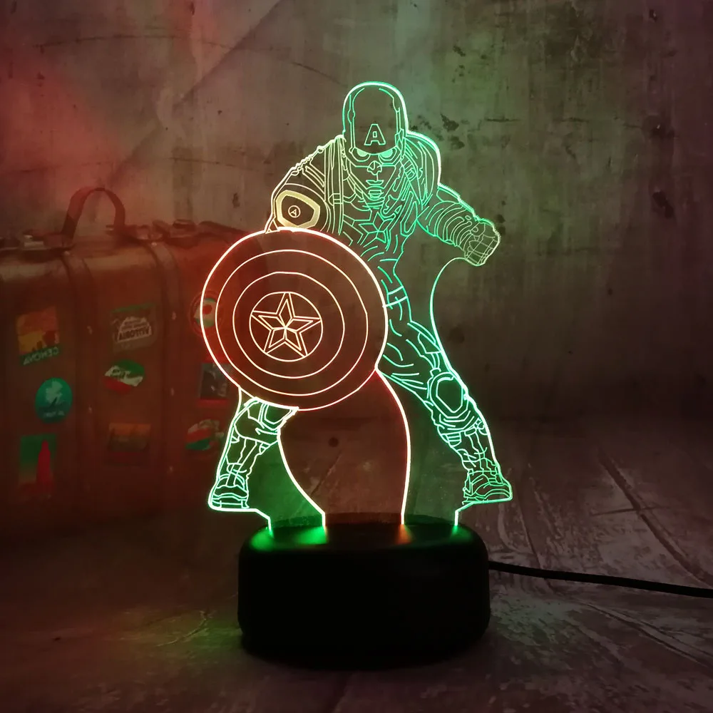С героями комиксов Марвел Капитан Америка RGB светодиодный Ночной светильник