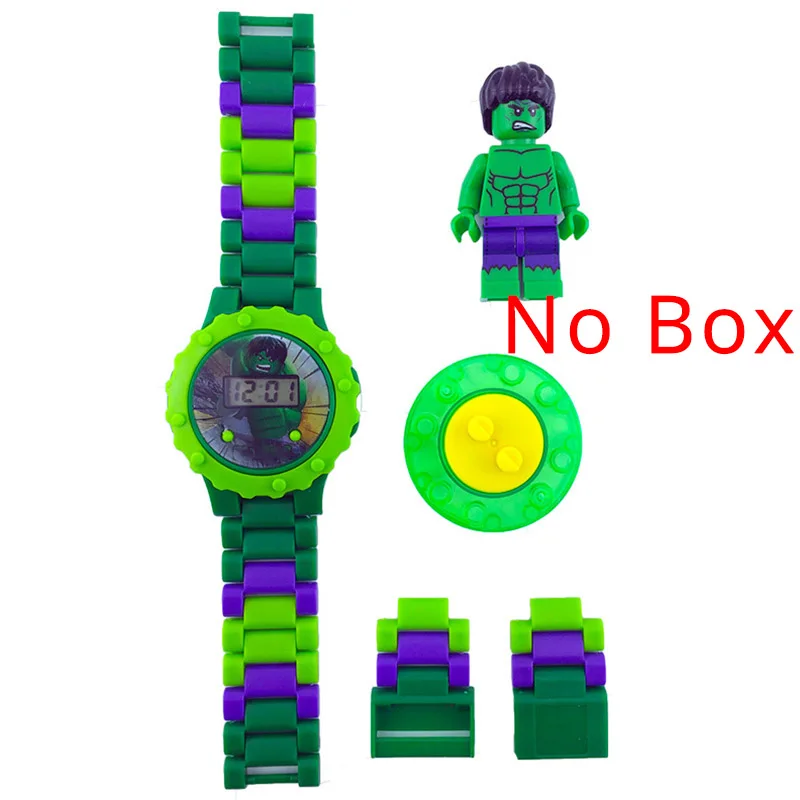 L no box JOYROX строительные блоки Человек-паук Эльза детские часы вращающийся циферблат мультфильм детские часы для мальчиков девочек студентов DIY детские часы Reloj - Цвет: L no box