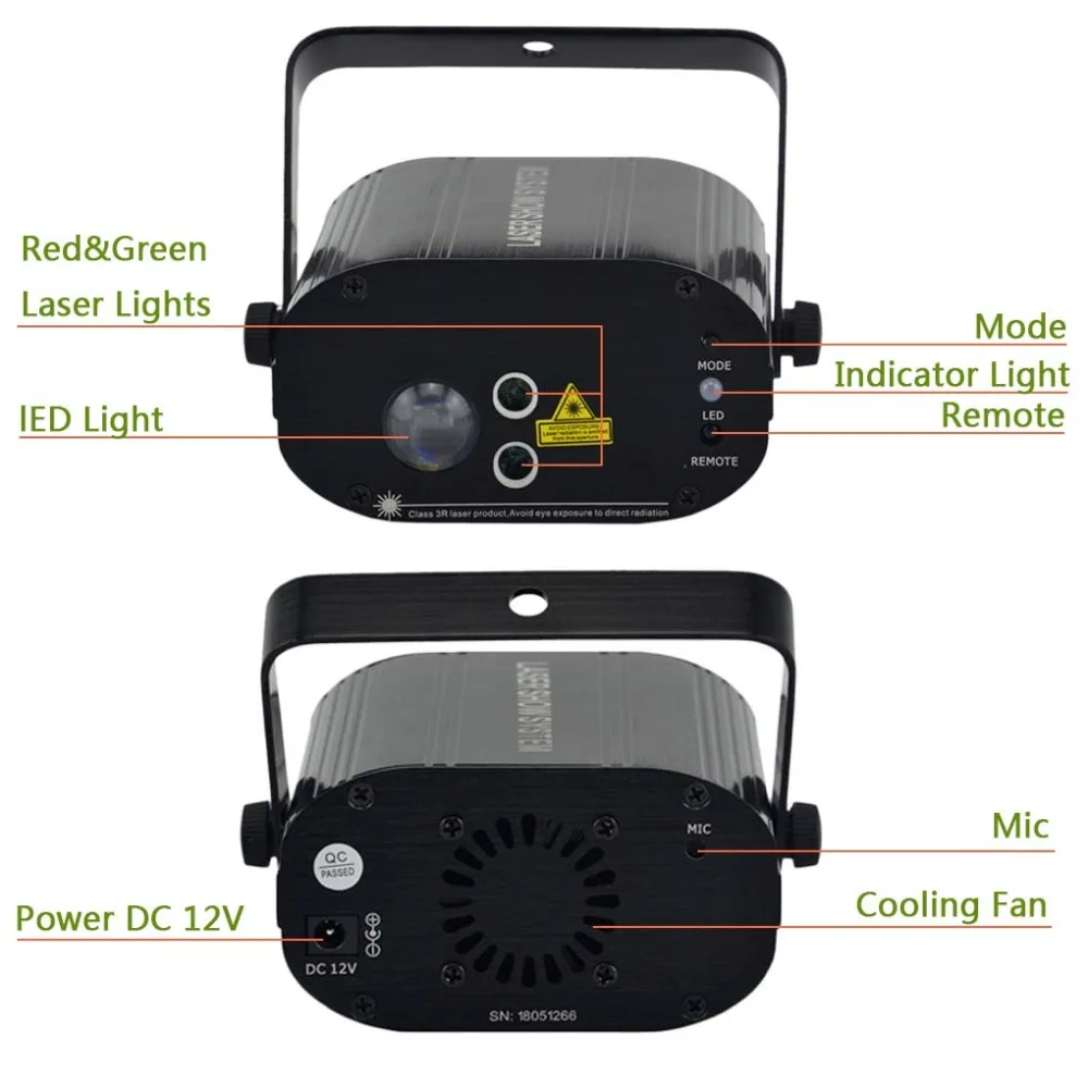 Миниатюрное дистанционное автоматическое Лазерное освещение 40 ГБ с рисунком