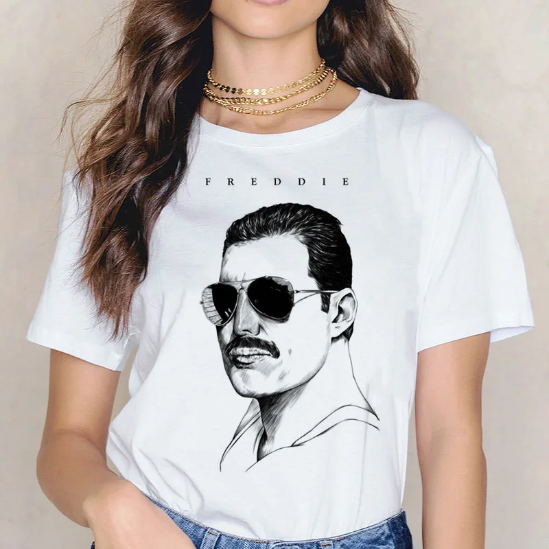 Женская футболка в стиле хип-хоп Freddie Mercury Ullzang Повседневная с принтом | одежда