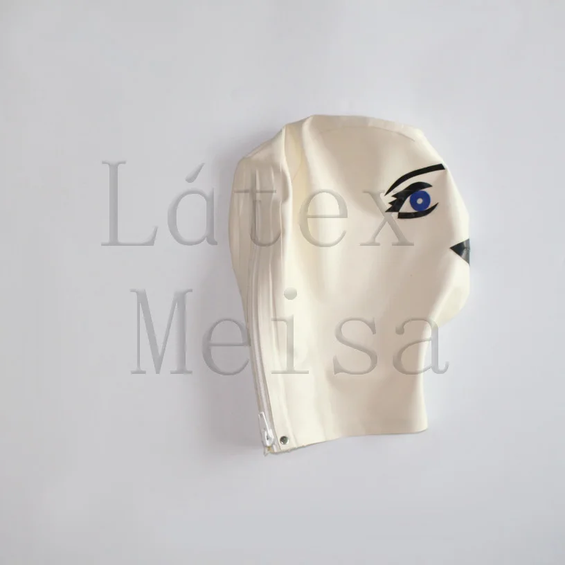 Cartoon design latex mask bdsm open nostrils with back zip for women | Тематическая одежда и униформа