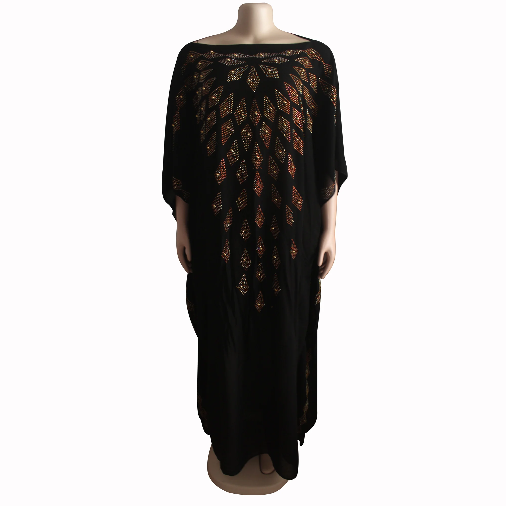 Летнее черное платье tilapia с геометрическим рисунком и бриллиантами вырезом