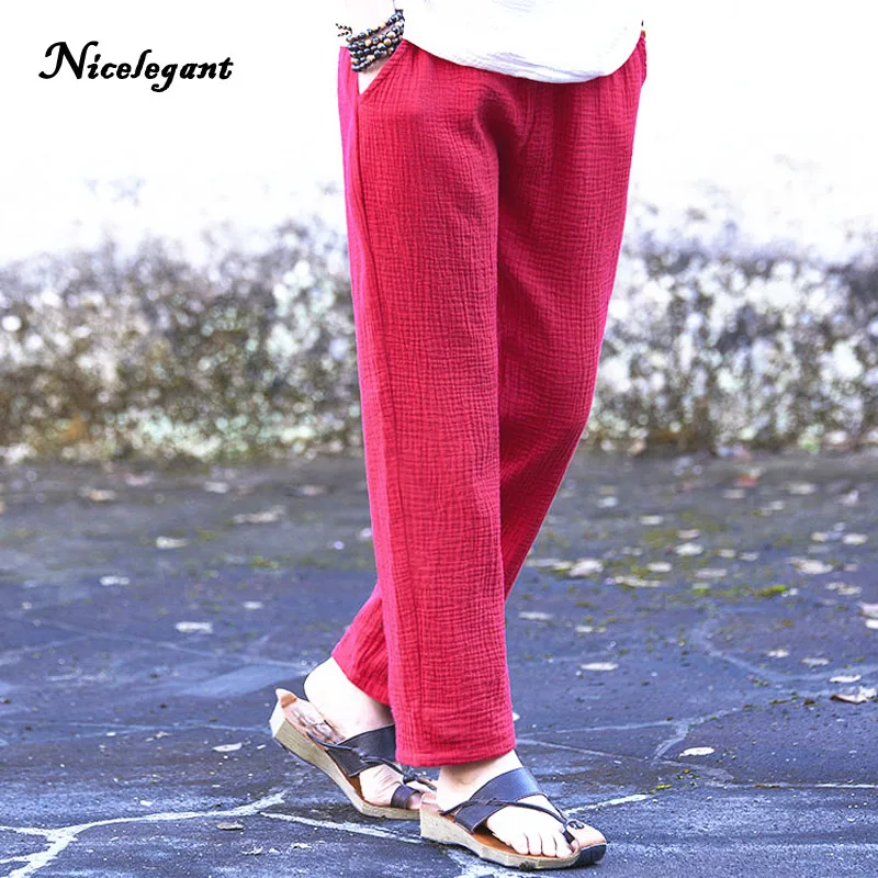 Бренд 2019 весна лето хлопок белье женские брюки Оригинальные ретро дикие мягкие