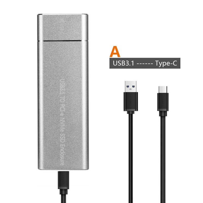 Silver A-C Cable Диск PCIe SSD USB3.1 Тип C M.2 M ключ NVMe PCI-E кабель для подключения жесткого диска Корпус чехол 10 Гбит/с 2280 корпус для жесткого диска переносной бокс твердотельный накопитель коробка - Цвет: Silver A-C Cable