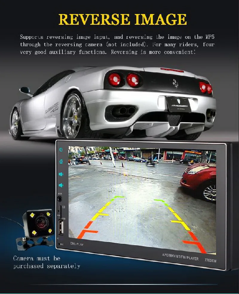 " 2 Din MP5 плеер стерео заднего вида HD емкостный экран Bluetooth USB/AUX/FM/SD/SWC Зеркало Ссылка беспроводной