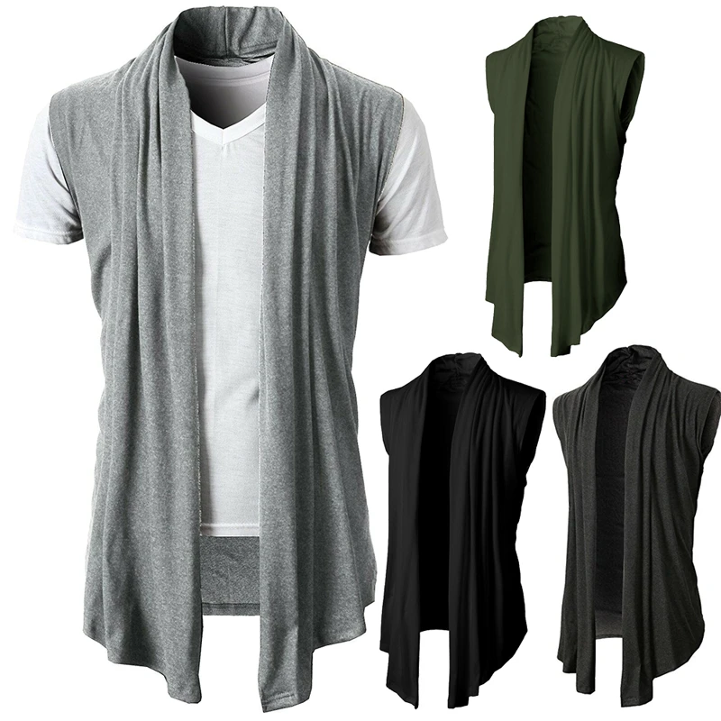 

New Men fashion Cardigan Sleeveless Jacket Coat Shawl Waistcoat Vest Top drop ship Hot Selling Promotion clothes