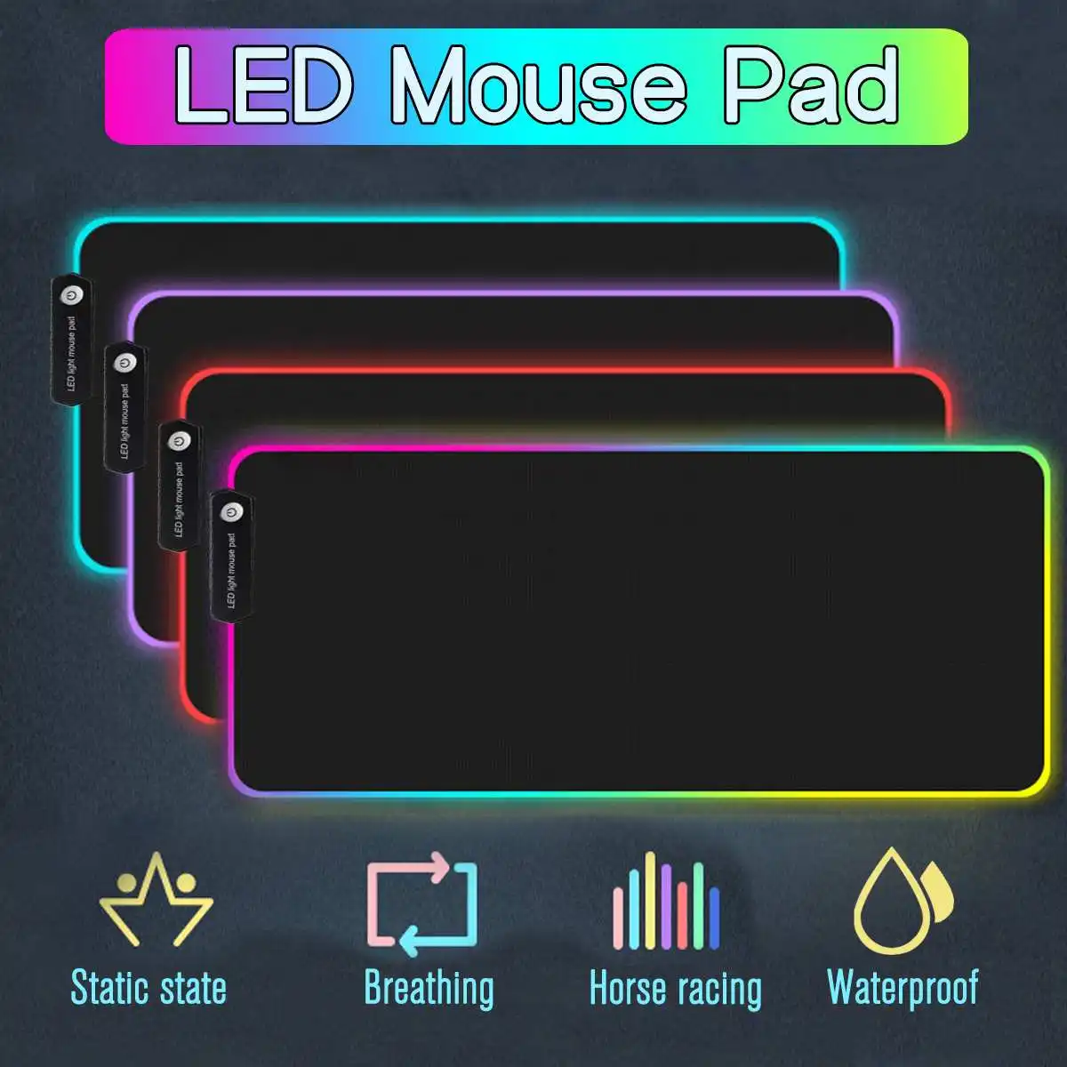 Большой RGB игровой коврик для мыши геймер фиксирующий край клавиатура Коврик для мыши светодиодный светильник USB Проводная Нескользящая мышь Мыши 7 ослепительных цветов