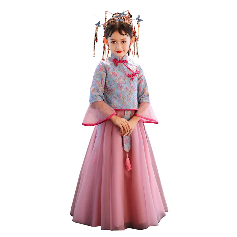 Caustom made Chinese style stand collar embroidery ball gown dress children girls party | Детская одежда и обувь