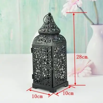 black 28*10 см Ажурная резьба винтажный элегантный металлический полый подсвечник изделия марокканский Европейский подсвечник подвесные светильники - Цвет: black