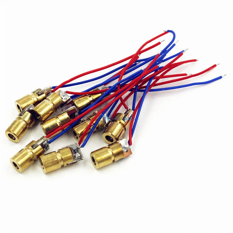 

10pcs 650nm 6mm 3V 5mW Laser Dot Diode Module Red Copper Head For DIY Robot Electronic Learning Kit Teaching Project