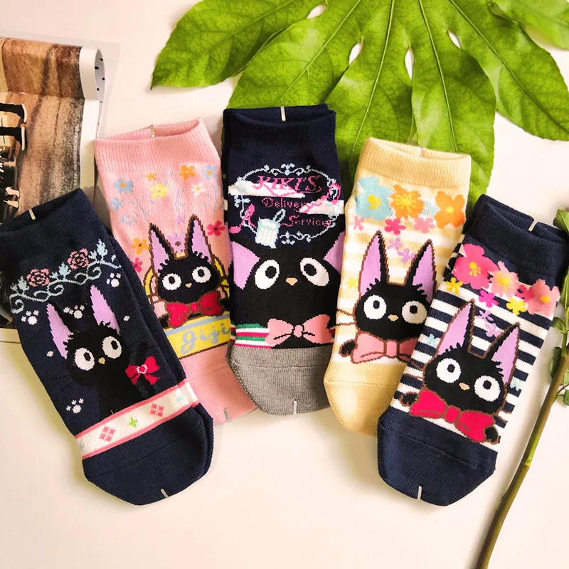 Носки miyazaki с мультяшным рисунком носки милым котом служба доставки kiki в стиле