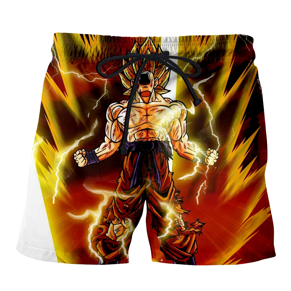 Мужские хипстерские летние быстросохнущие пляжные боксеры, шорты, 3D Dragon Ball Z Kid Goku, пляжные шорты с карманами