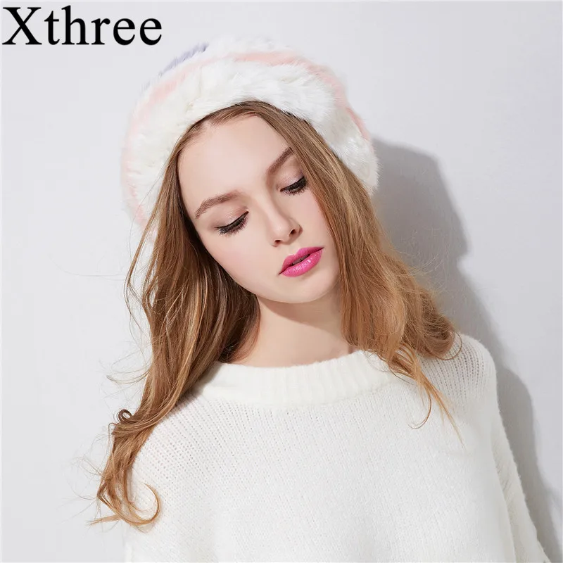 Xthree модная зимняя женская шапка из кроличьего меха берет для девочки теплая