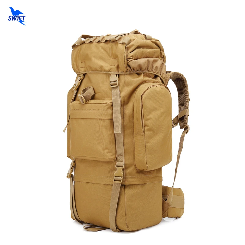 Beste Nieuwe Camo Outdoor Tactische Militaire Rugzak 65L Klimmen Zakken Waterdichte Reizen Wandelen Trekking Camping Rugzak Met Regenhoes