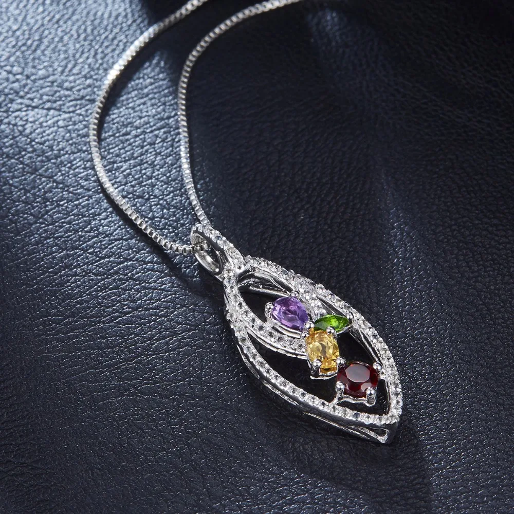 Hutang Природные Multi Драгоценных Камней Диопсид Хром и Цитрин Твердые 925 Серебряный