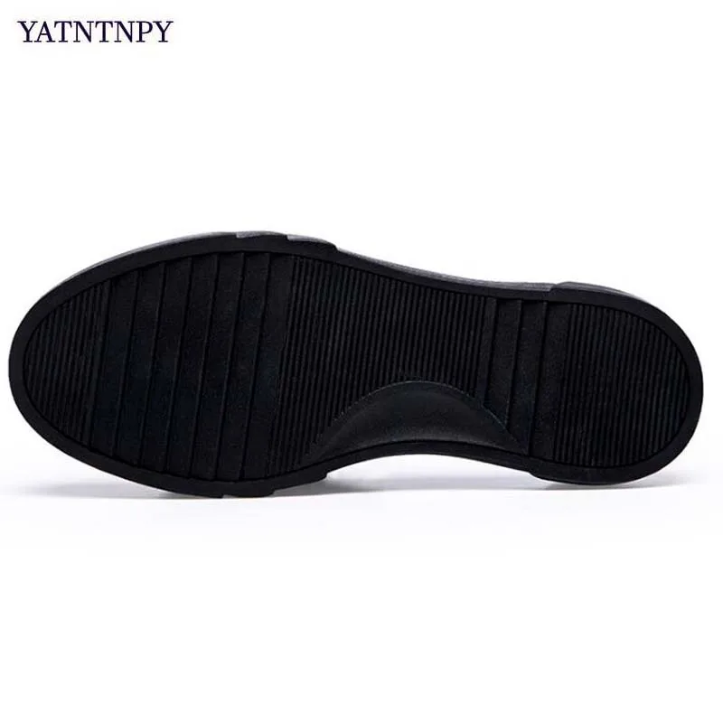 YATNTNPY Plus big size Shoes Men Casual leather shoes men's flat sneakers Man Black Platform pant sapatos moccasins | Обувь
