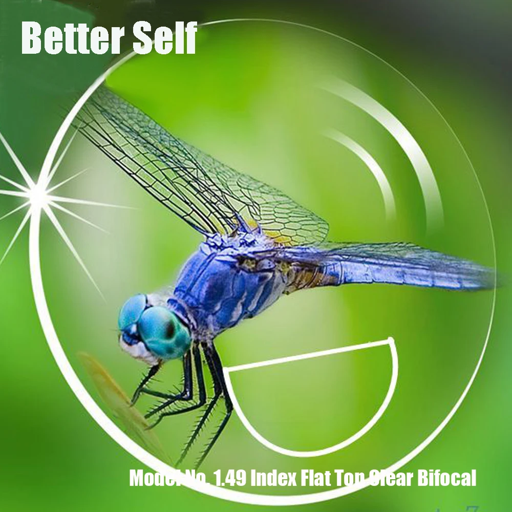 Индекс 1 49 плоская верхняя Бифокальная линза с зеленым покрытием HMC без рецепта