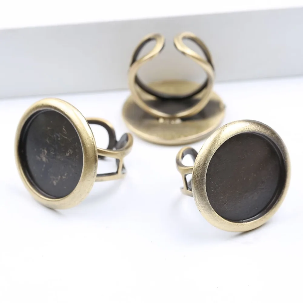 Onwear 5 pezzi vintage in metallo cabochon anello base impostazione 20mm dia lunetta vuota per gioielli che fanno risultati fai da te