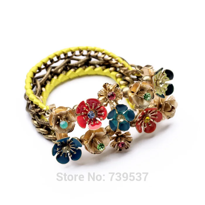 2017 романтический стиль эмаль красивые цветы установка эластичный браслет для