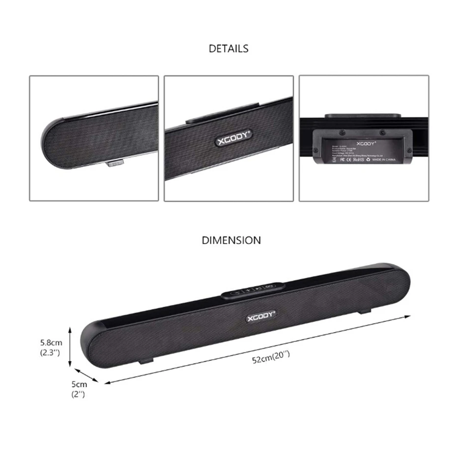 XGODY Bluetooth Soubdbar динамик G-XS01 домашний кинотеатр проводной беспроводной Bluetooth 5,0 10 Вт звуковая панель для ТВ AUX RCA аудио вход