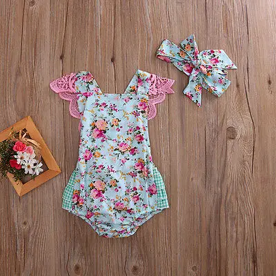 В наличии в США одежда с цветочным рисунком для новорожденных девочек кружевной