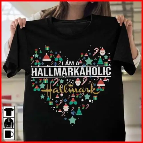 Футболка I'm A Hallmarkaholic Рождественская черная Хлопковая мужская футболка крутая