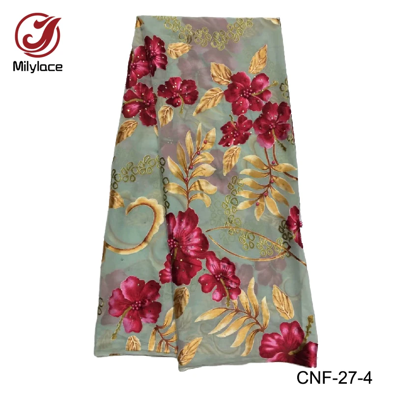Классический дизайн африканская имитация шелка шифон Ткань 5 ярдов в партии