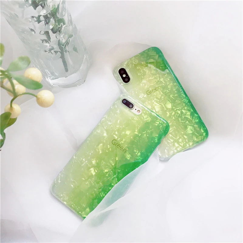WMZSUCC Лето Градиент Зеленый Seashell зерна ТПУ мягкий чехол для телефона iPhone X 6 6s 7 8