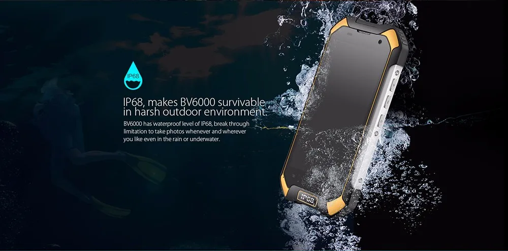 Blackview BV6000 IP68 водонепроницаемый ударопрочный мобильный телефон 4,7 дюймов Android 6,0 MTK6755 Восьмиядерный 3 ГБ 32 ГБ 13 МП gps 4G смартфон