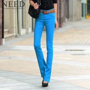 Женские расклешенные брюки Длинные облегающие розовые черные ярких цветов для