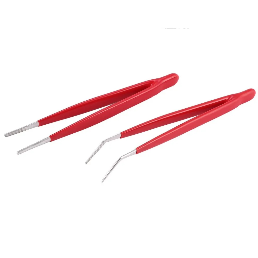 2 шт. Ремонт Precision Пинцет Комплект нержавеющая сталь Изогнутые Прямой Совет