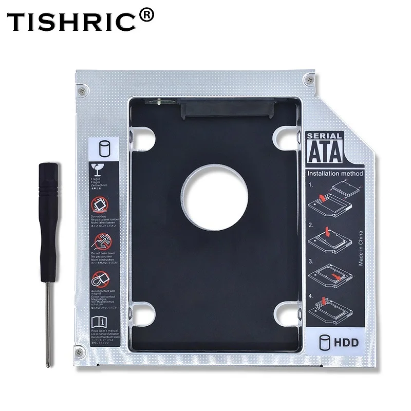 Aluminum TISHRIC Универсальный 2nd HDD/SSD/DVD Caddy 12,7 мм SATA 3,0 2,5 жесткий диск Caddy адаптер DVD SSD для ноутбука Оптический отсек HDD Чехол - Цвет: Aluminum