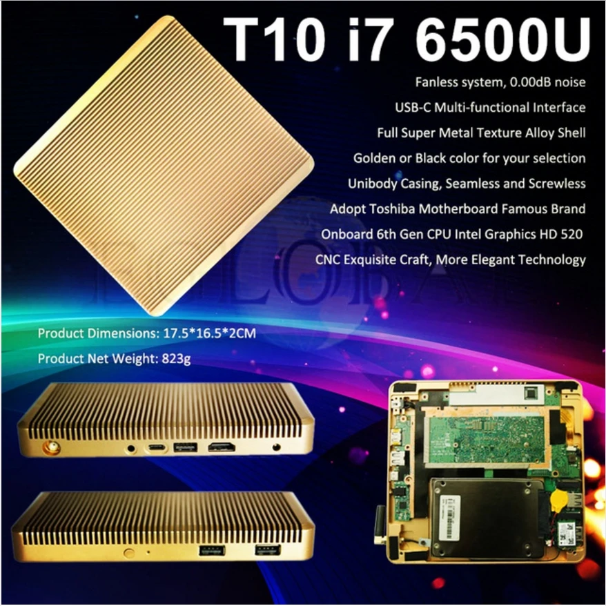 2016 Высокий Класс 6-й Gen Skylake Windows Mini PC Intel Core i7 6500U Макс 3.1 ГГЦ HD Graphics 520 Micro Игровой