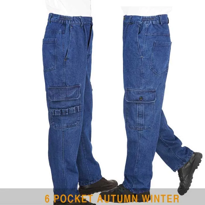 Fashion Plus Size Loose Baggy Jeans Work Pants Men Casual Hip Hop Jeans Cotton Trousers with Big Pocket Man Clothes