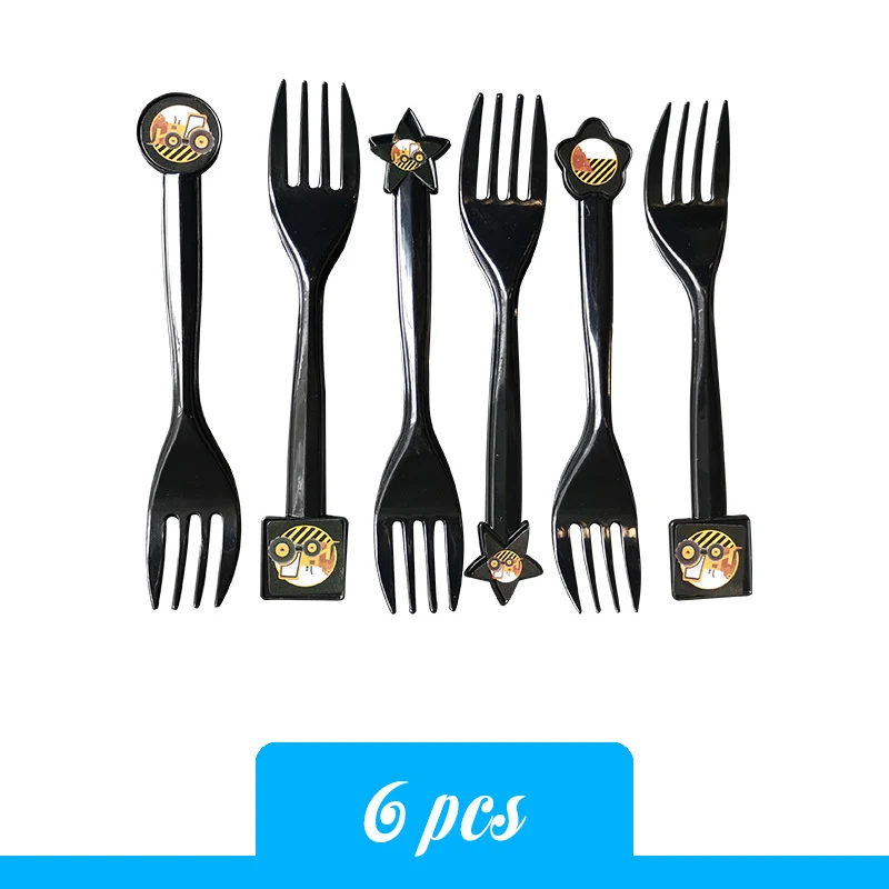 fork Мультяшные машинки, вечерние товары для дня рождения, украшения, шар, посуда, тарелка, шляпа, день детей - Цвет: fork