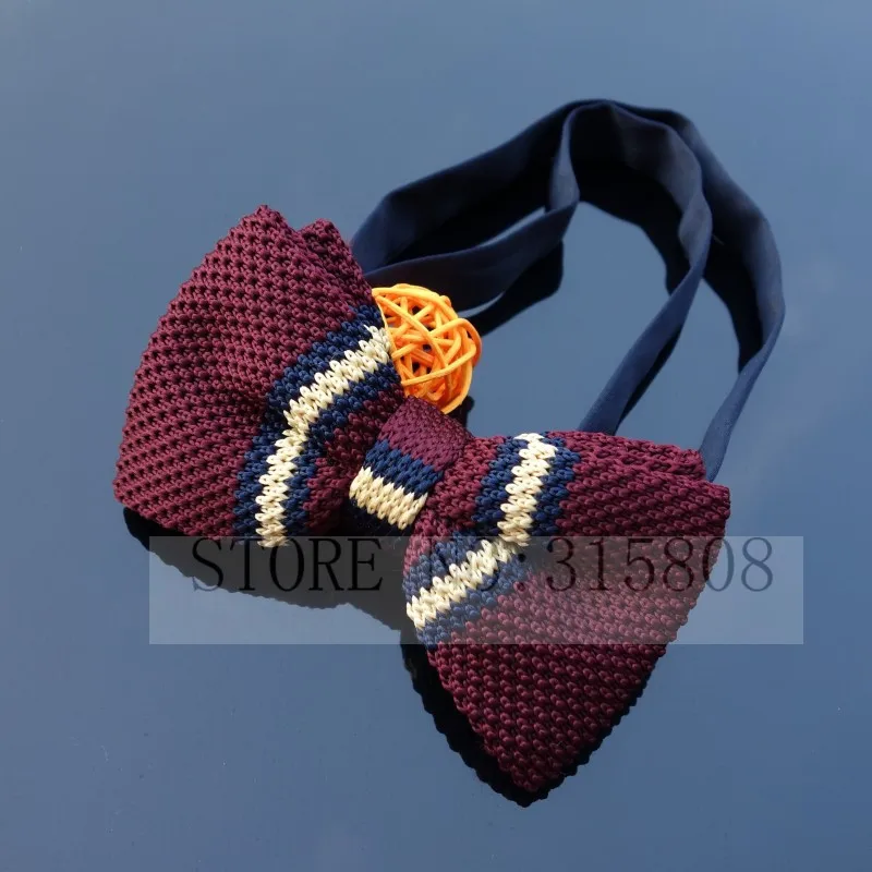 Мужские галстуки для шеи смокинг фиолетовая Темно Синяя вязаная бабочка на заказ