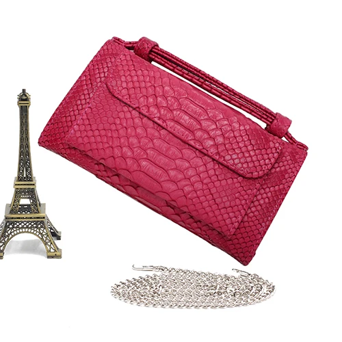 Rose Red XMESSUN Bolsa Feminina, женская сумка из натуральной кожи, женская модная сумка на плечо, роскошные дизайнерские сумки-мессенджеры из кожи питона - Цвет: Rose Red