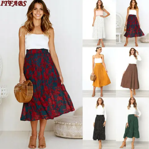 Летняя Новинка повседневная женская юбка в стиле ретро с цветочным узором