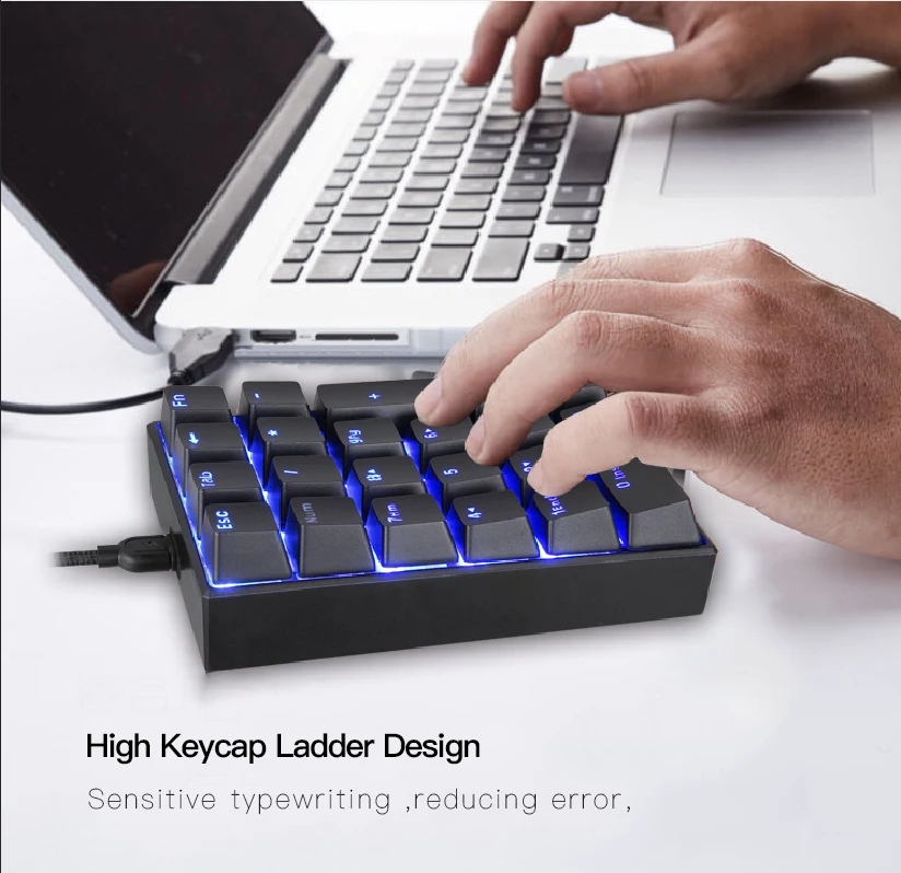 Новинка Motospeed K23 USB Проводная цифровая механическая клавиатура с переключателем Kailh Box Черный Синий светодиодный ноутбук с 21 клавишей подсветки