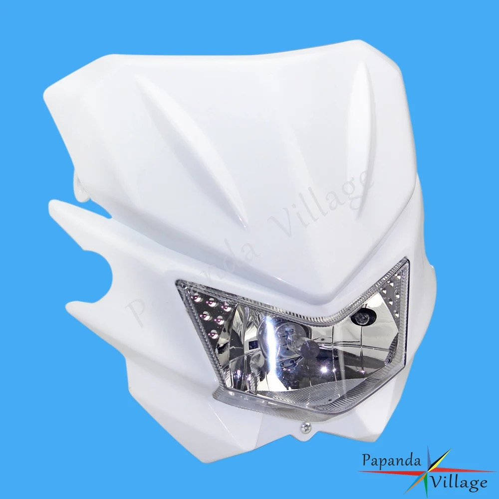 White Dual Sport Motocross Headlight Dirt Bike Headlamp Fairing Off Road for Kawasaki KX KLX KLR KLE ZZR KDX 110 250 450 650 |
