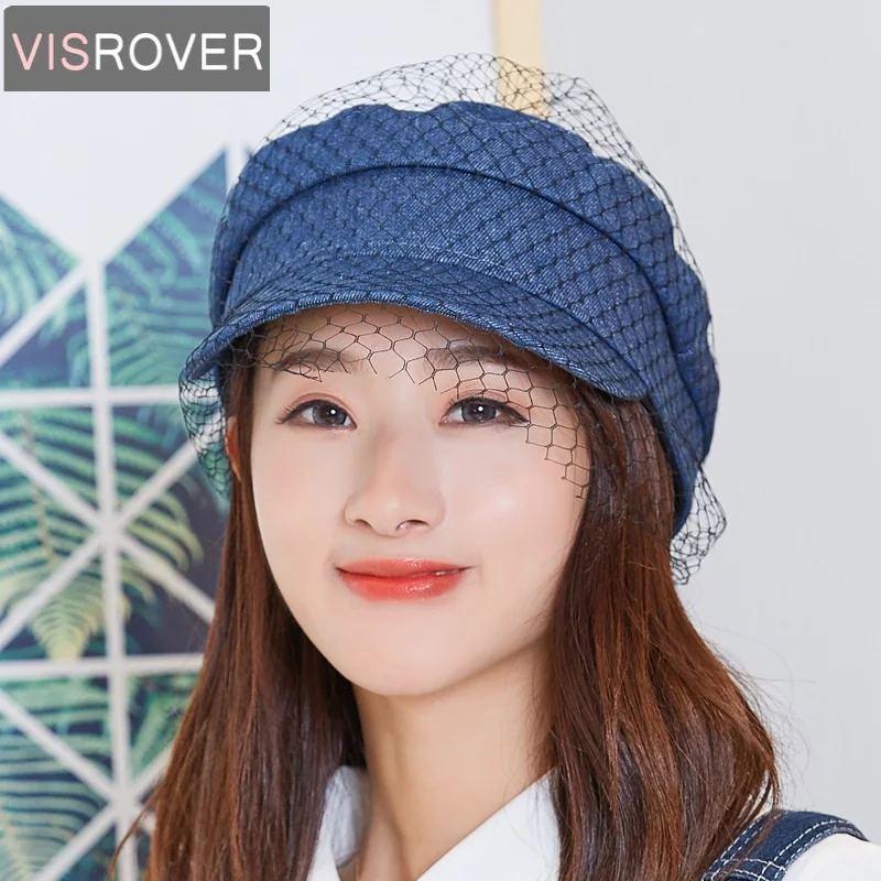 VISROVER 2018 Новая модная осенне зимняя женская шапка однотонная кружевная