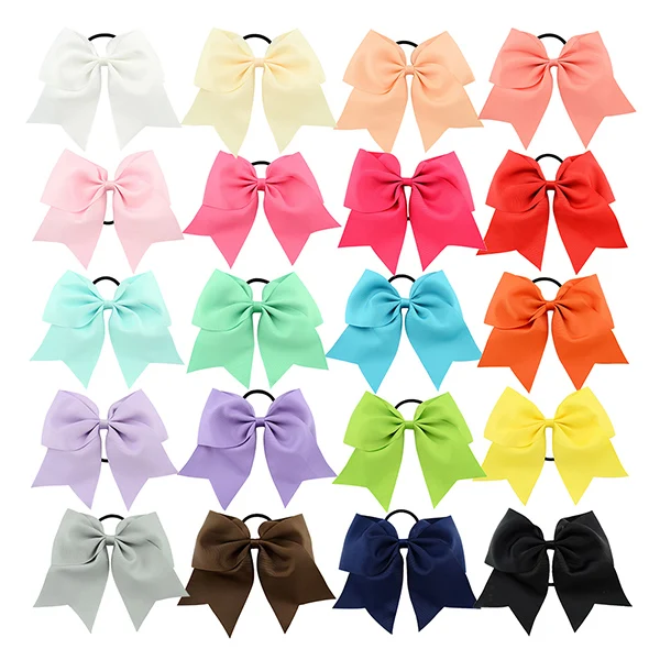 20 Colors 20 шт. в упаковке 7 дюймов, бант из ленты для волос с конским хвостом для подростков, женщин, девушек, мягких шариков, болельщиков, резинки, галстуки ручной работы - Цвет: 20 Colors