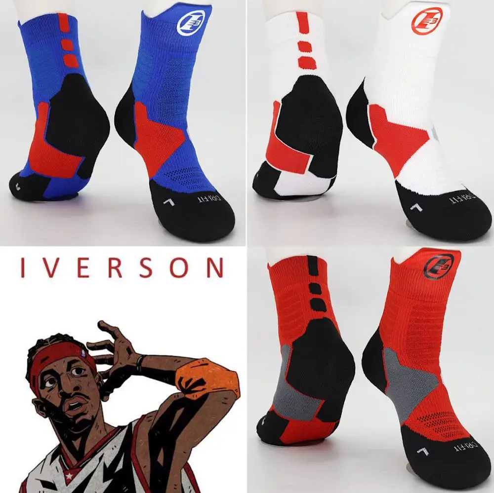 Allen ezeil Iverson Баскетбол Средний теленок хлопок толстые носки номер три NO3 Combo Guard ответ AI вышедший на покой игрок
