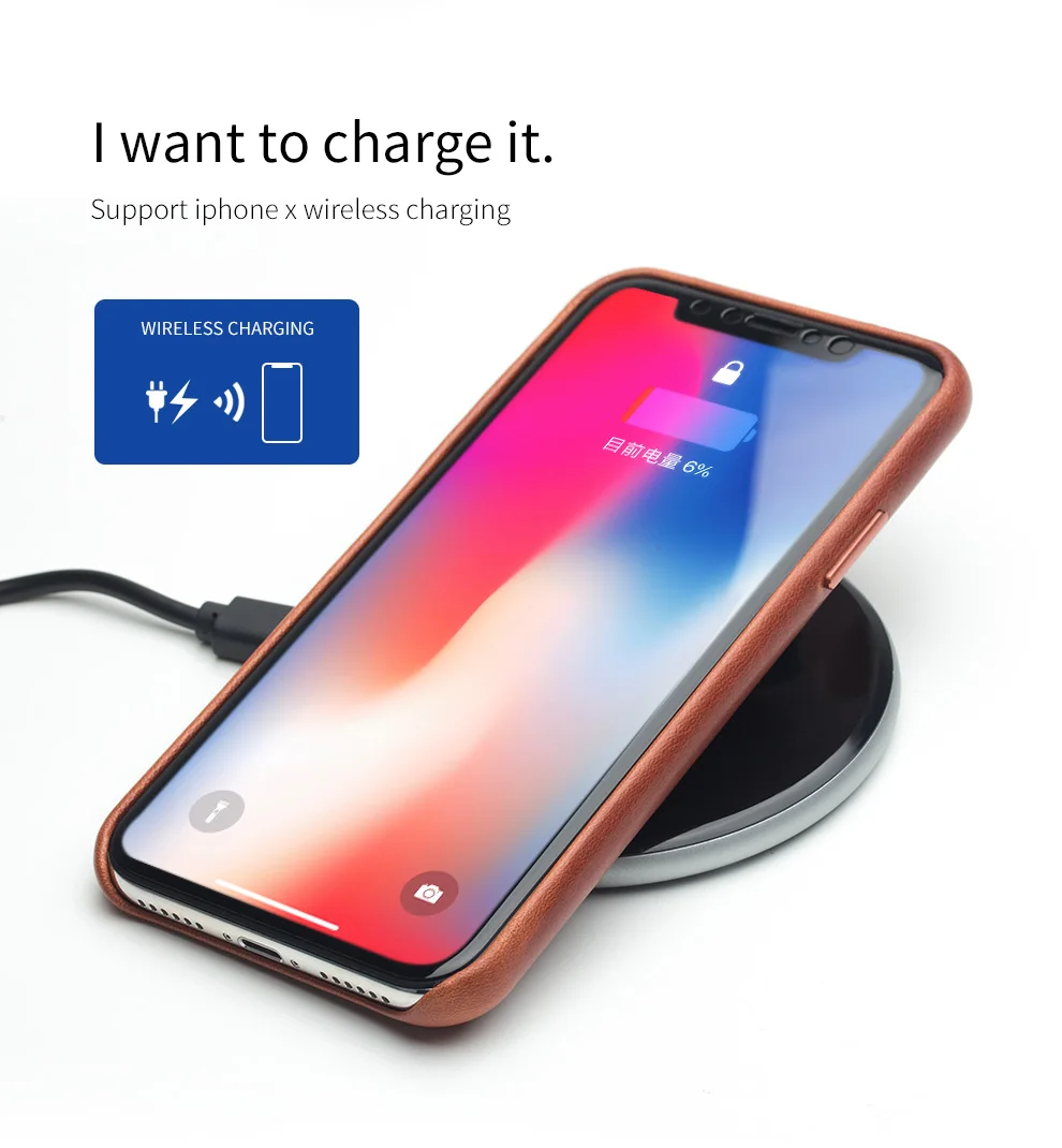 QIALINO натуральная кожа Модный чехол для телефона Apple для iPhone X чистый ручной работы ультратонкий бизнес задняя крышка для iPhone X 5,8