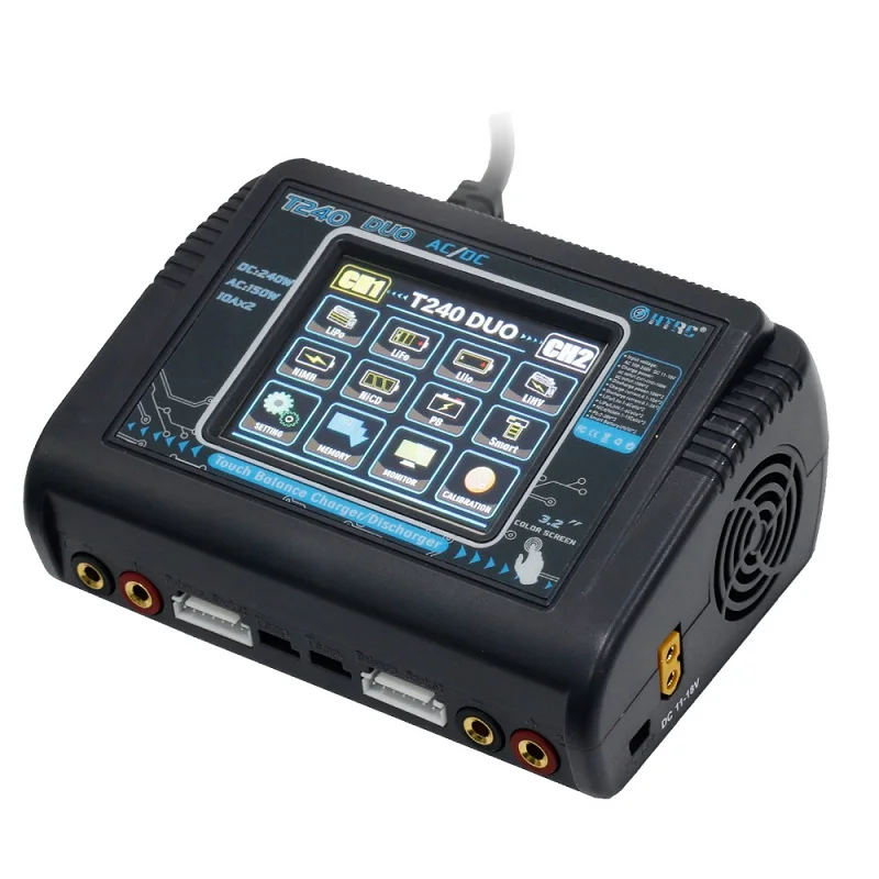 HTRC T240 Двухканальное зарядное устройство с сенсорным экраном DUO AC 150 Вт DC 240 10A для