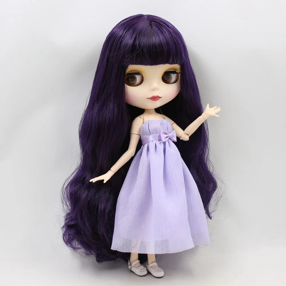 Кукла ICY DBS Blyth фиолетовые волосы матовое лицо белая кожа сустав тело 1/6 30 см